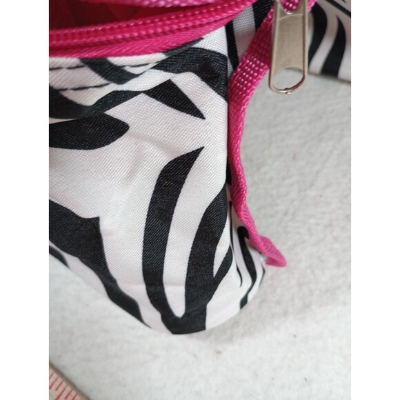 Women’s Hanging Toiletry Travel Bag Zebra Stripe Pink Interior Organizer - Picture 11 of 16